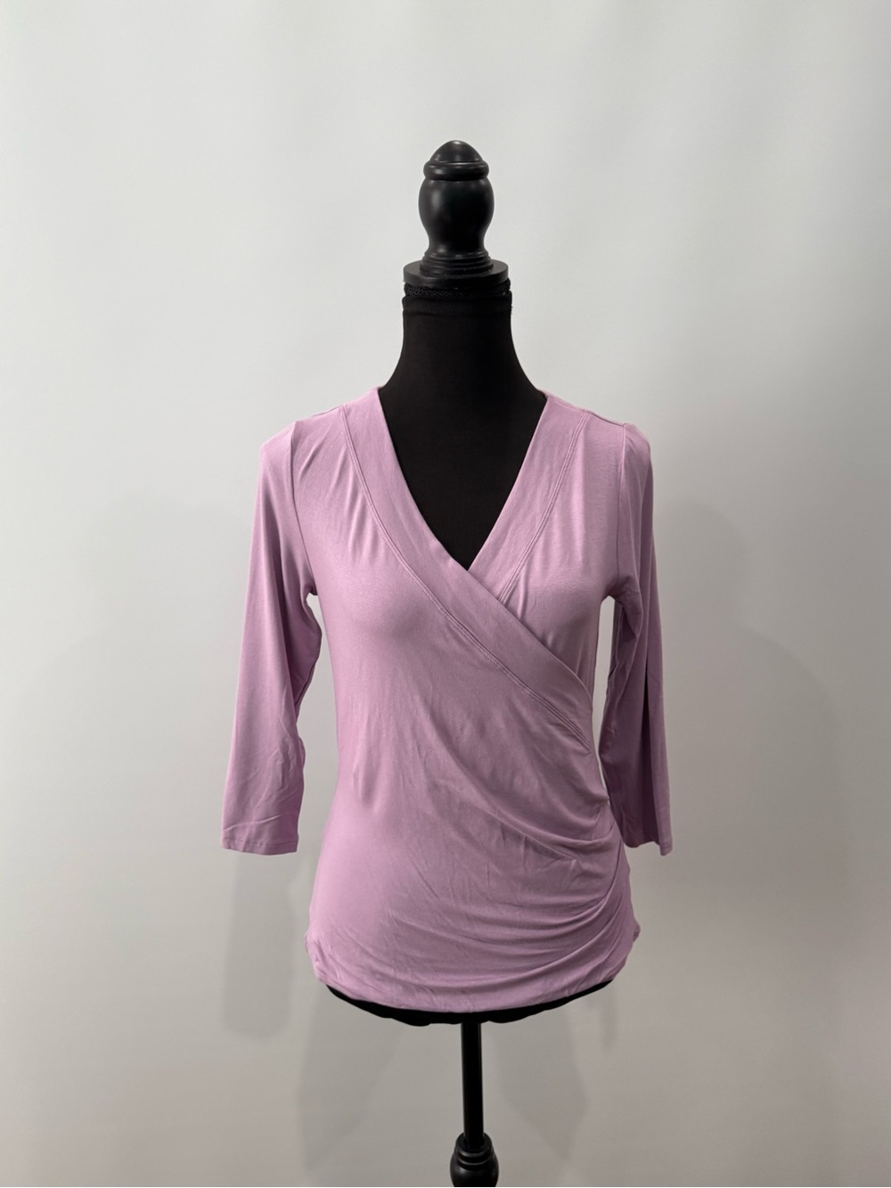 Lauren Ralph Lauren Lilac Wrap-Front 3/4 Sleeve Top Brand New Size Medium